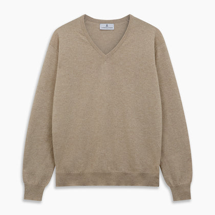 Beige Paden V-Neck Jumper Image 3