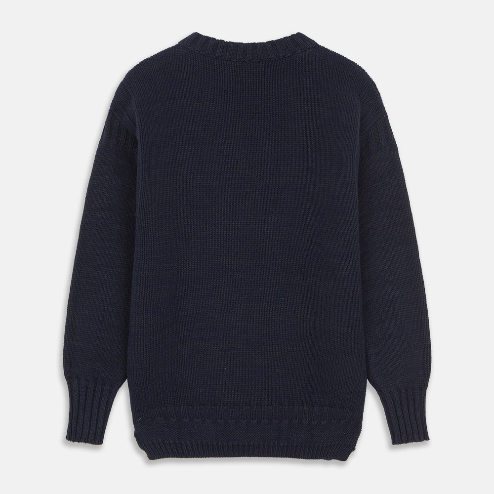 Navy Lewis Guernsey Knitted Jumper
