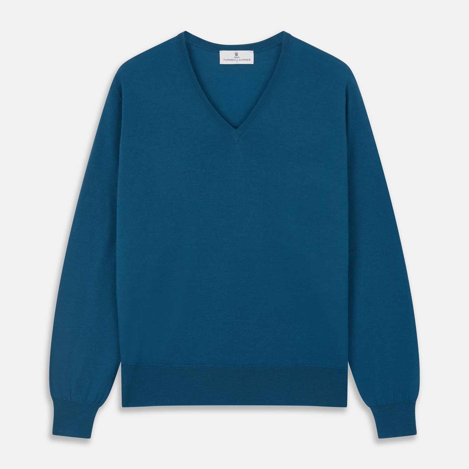 View 1 of product Ocean Blue Merino Kennedy V-Neck Jumper