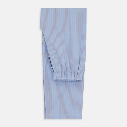 Blue Stripe Cotton Pyjama Trousers Image 4