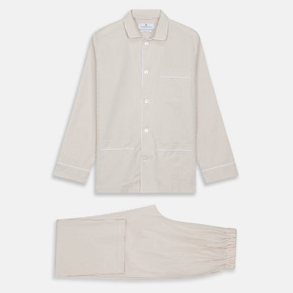 Sand Bengal Stripe Modern Fit Cotton Pyjama Set Image 5