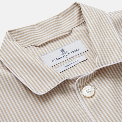 Sand Bengal Stripe Modern Fit Cotton Pyjama Set Image 1