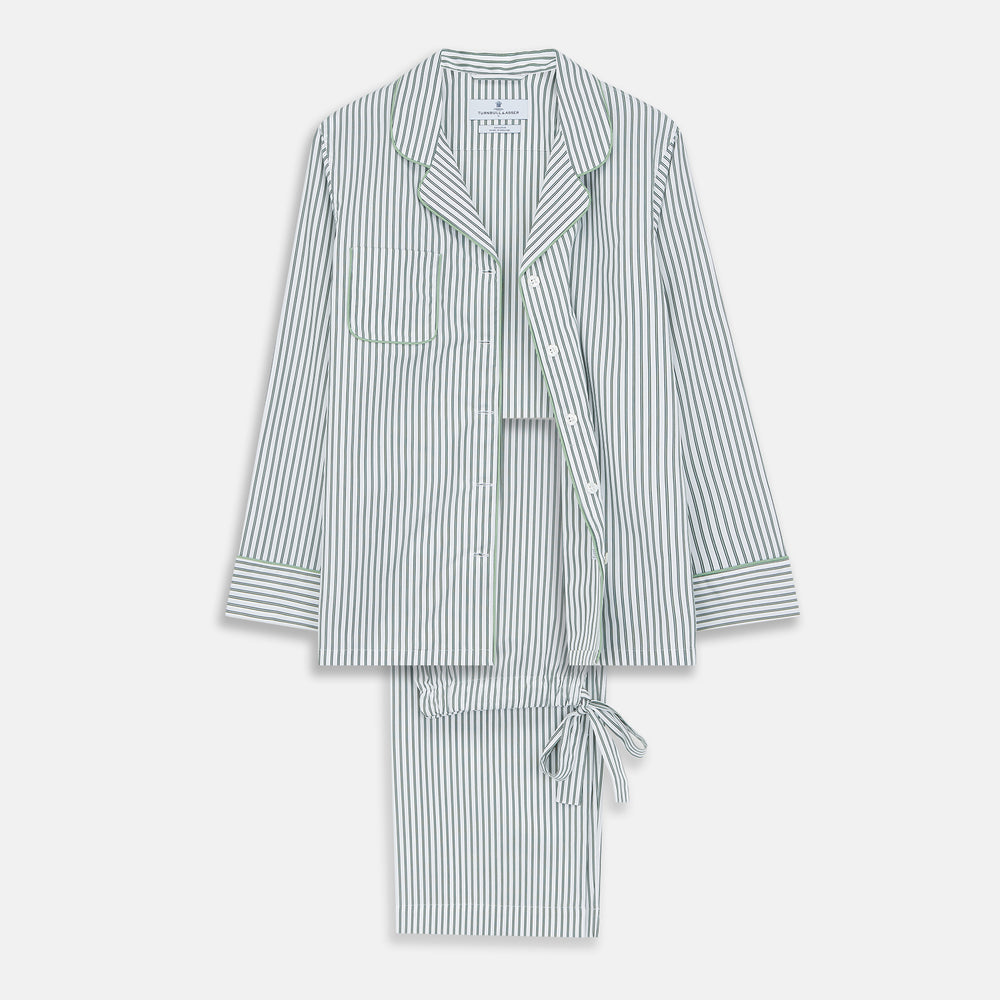 Women's Dara Green Stripe Pyjama Set