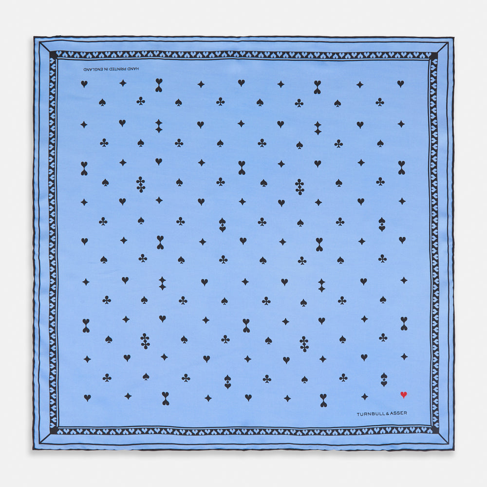 Blue Hearts Silk Pocket Square