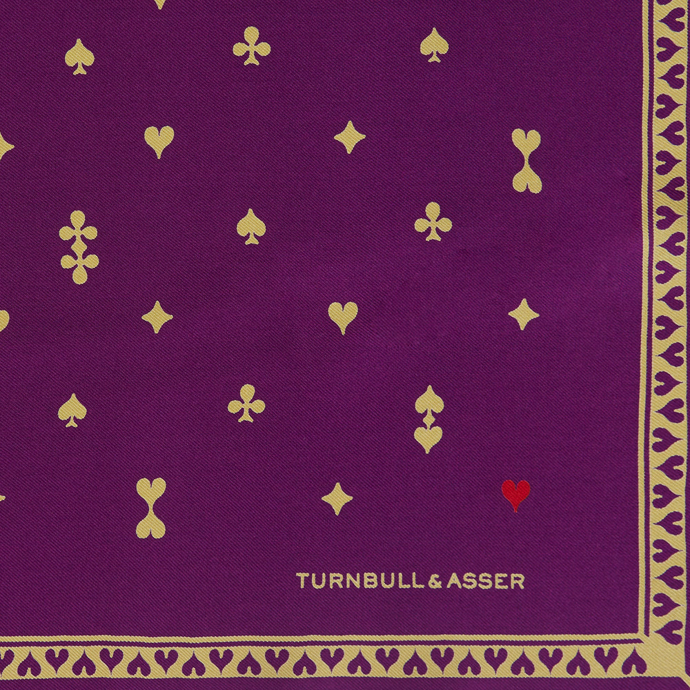 Purple Hearts Silk Pocket Square