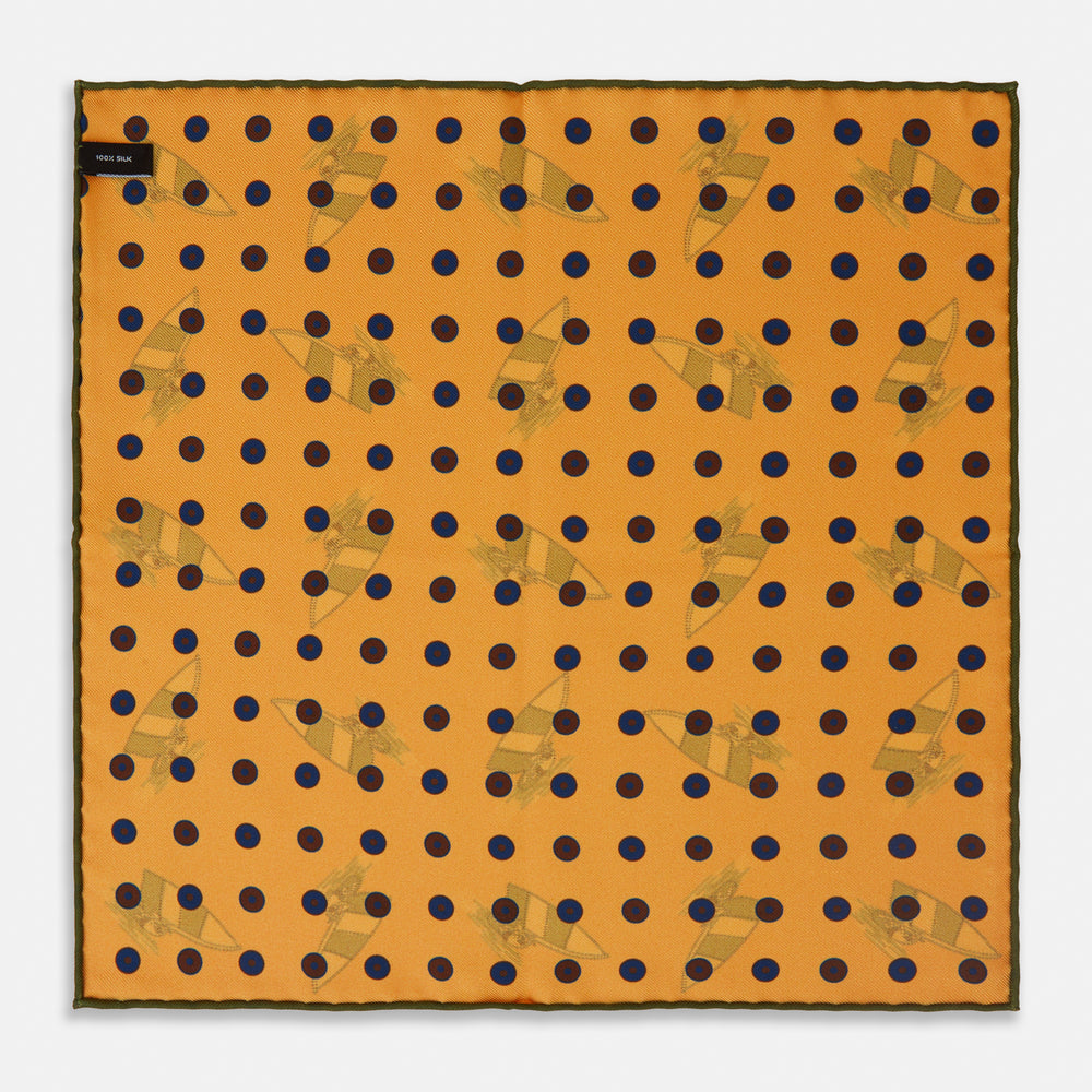 Yellow Windsurfer Double-Faced Silk Print Pocket Square