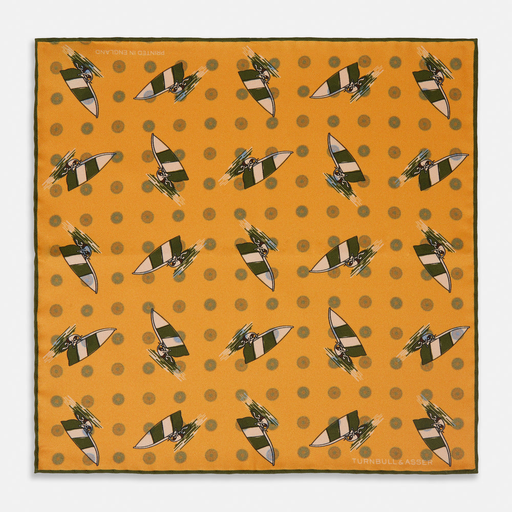 Yellow Windsurfer Double-Faced Silk Print Pocket Square