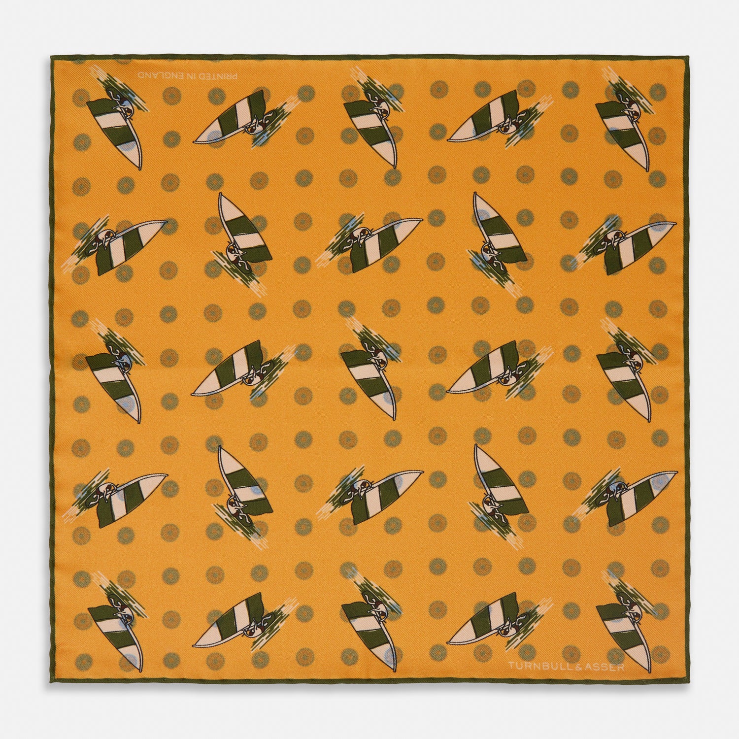 View 1 of product Yellow Windsurfer Double-Faced Silk Print Pocket Square