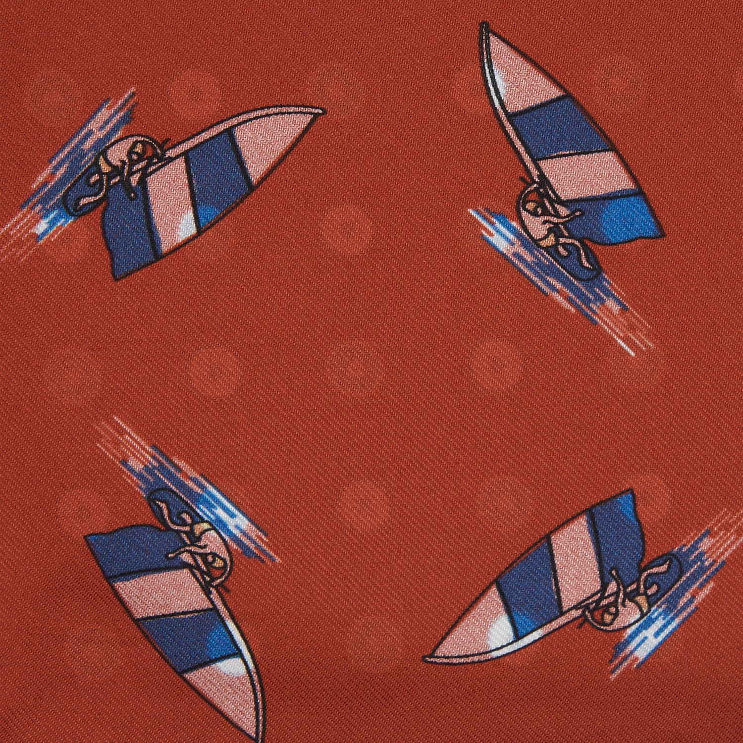 View 3 of product Red Windsurfer Double-Faced Silk Print Pocket Square