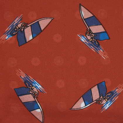Red Windsurfer Double-Faced Silk Print Pocket Square Image 2