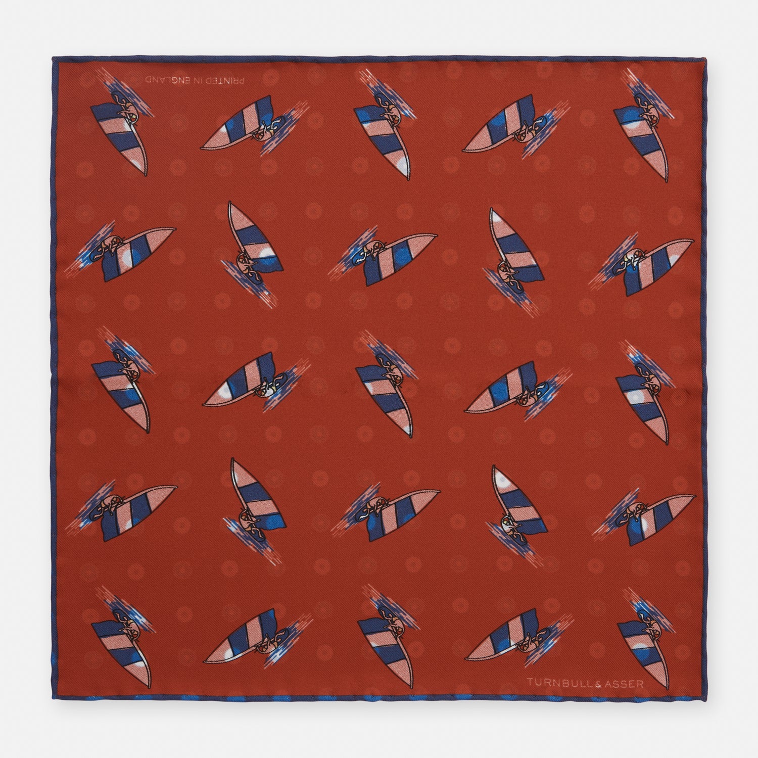 View 1 of product Red Windsurfer Double-Faced Silk Print Pocket Square