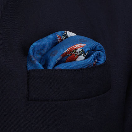 Blue Windsurfer Double-Faced Silk Print Pocket Square Image 3