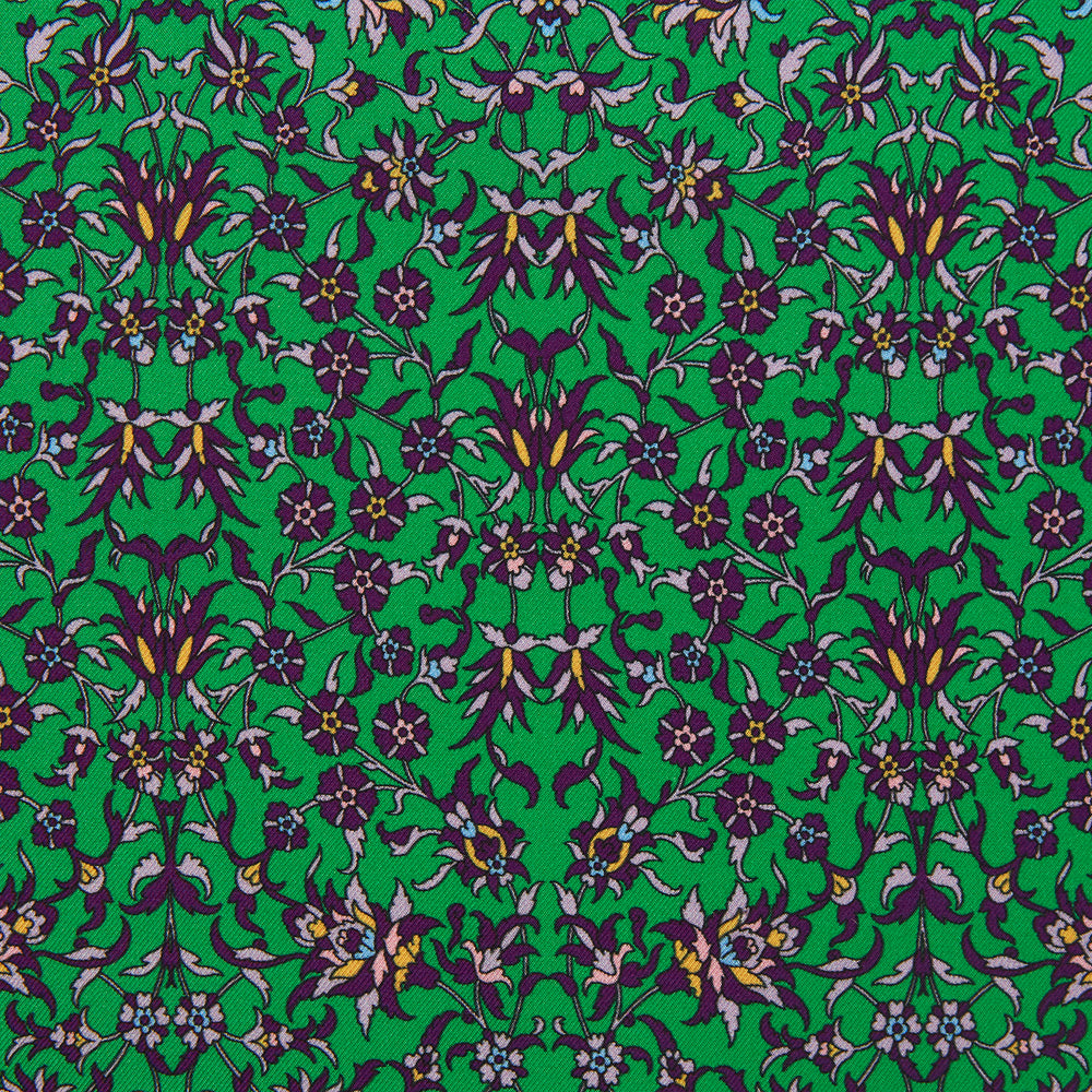 Green Multi Floral Silk Pocket Square