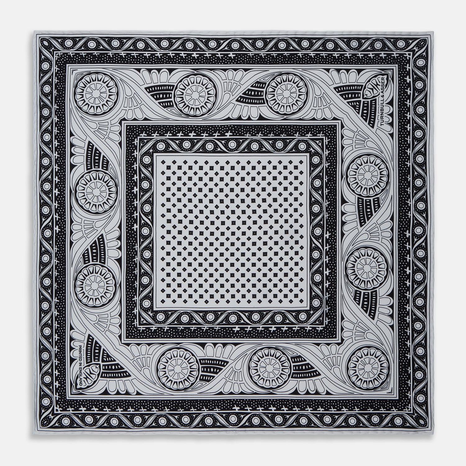 Black Abstract Border Silk Pocket Square