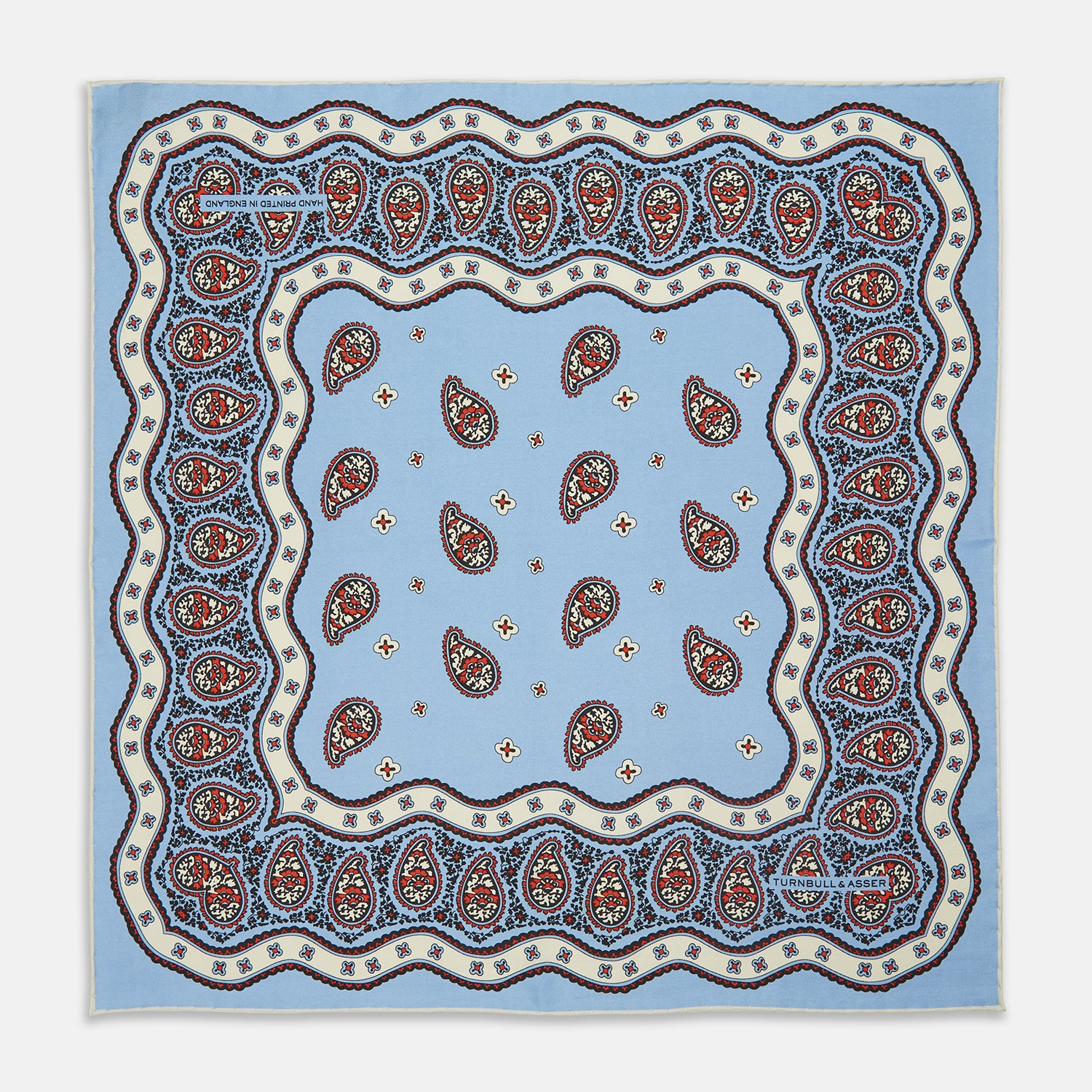Pale Blue Squiggle Paisley Pocket Square