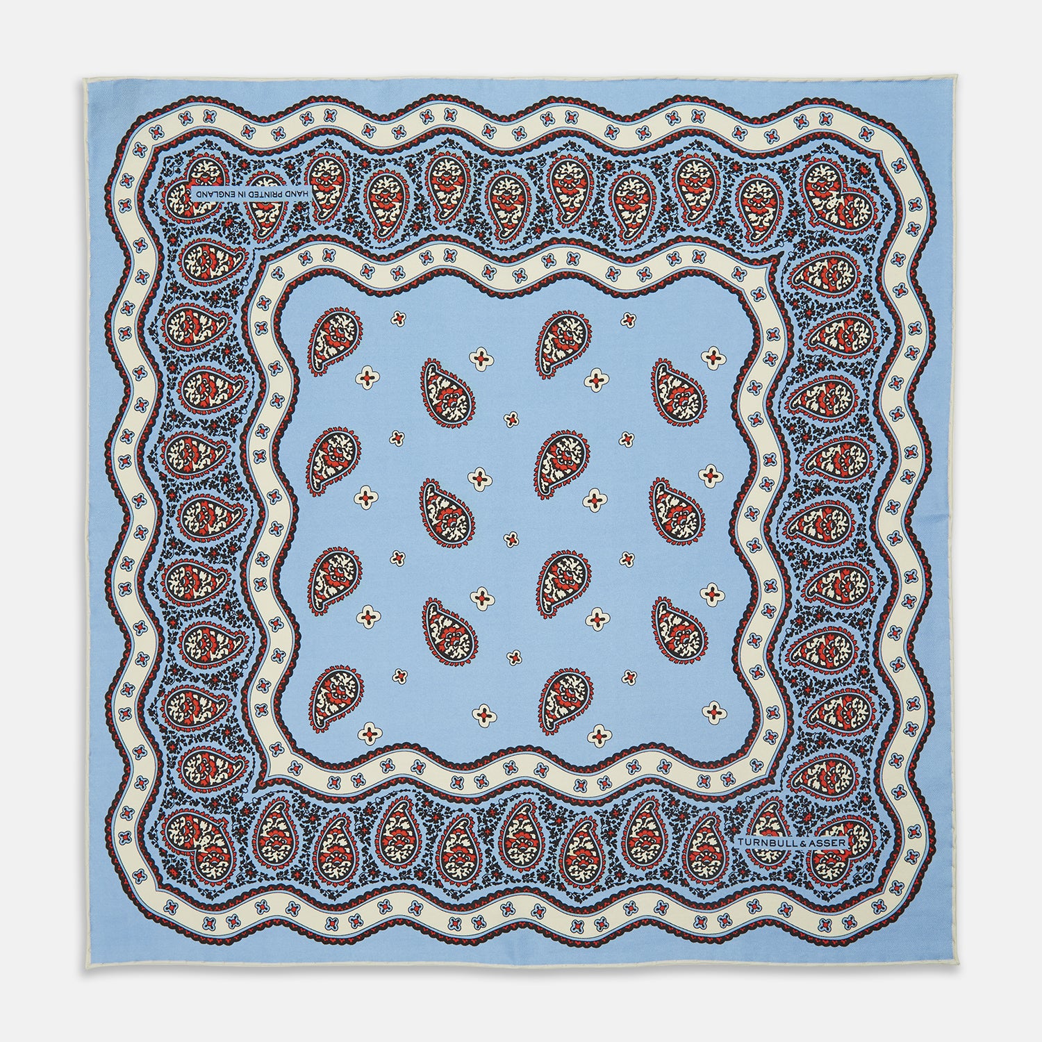 View 1 of product Pale Blue Squiggle Paisley Pocket Square