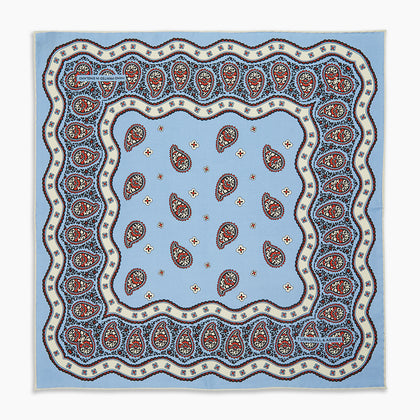 Pale Blue Squiggle Paisley Pocket Square Image 3