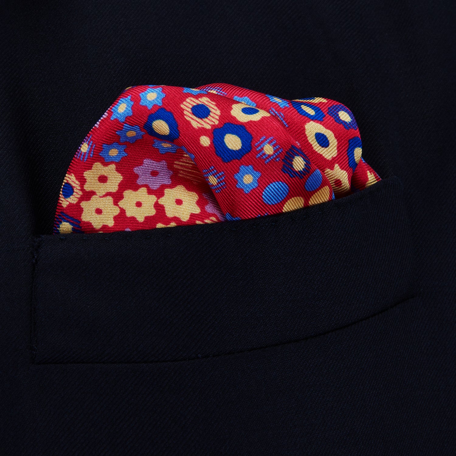 Pink Abstract Floral Silk Pocket Square