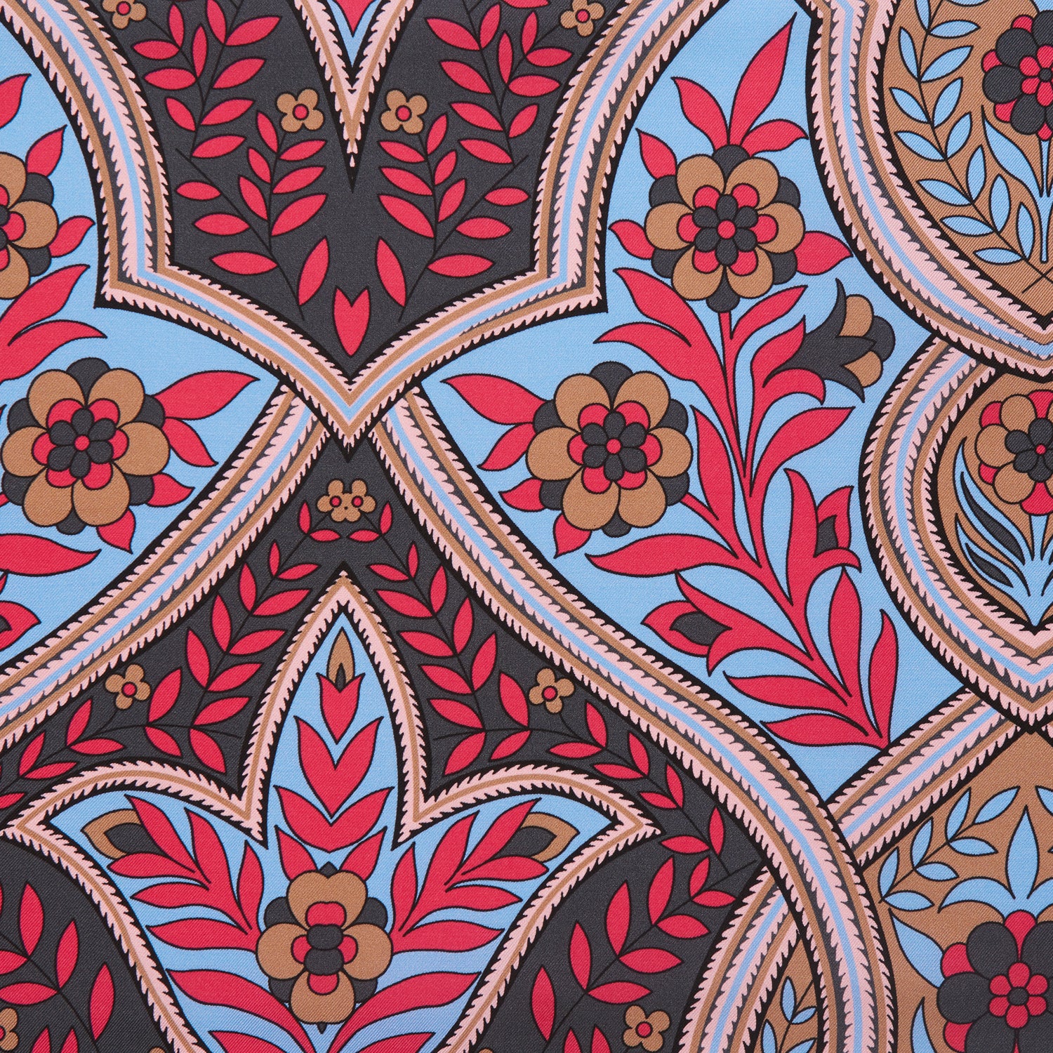 Fuchsia Plaited Paisley Silk Print Pocket Square