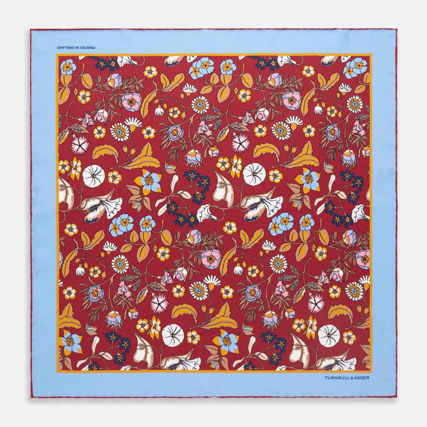 Crimson Wild Bloom Silk Print Pocket Square
