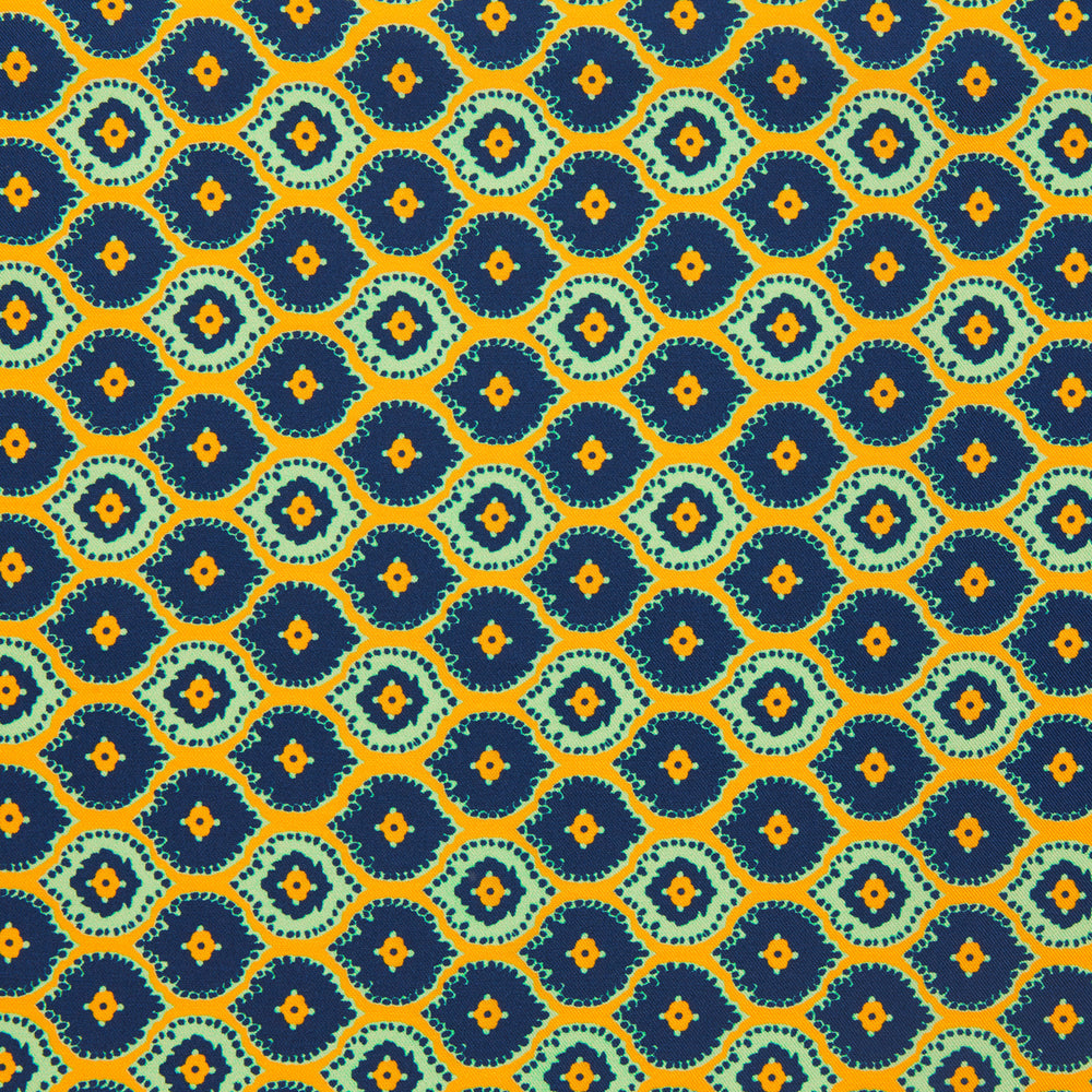 Yellow Medallion Print Silk Pocket Square