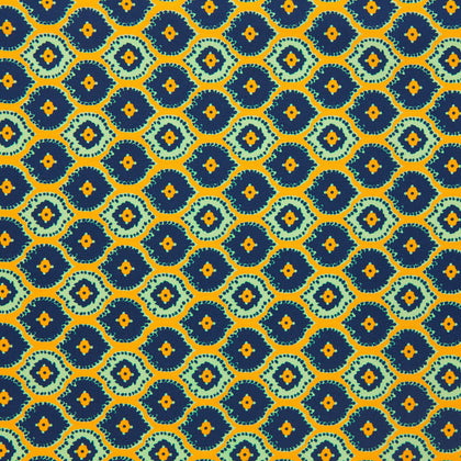 Yellow Medallion Print Silk Pocket Square Image 2