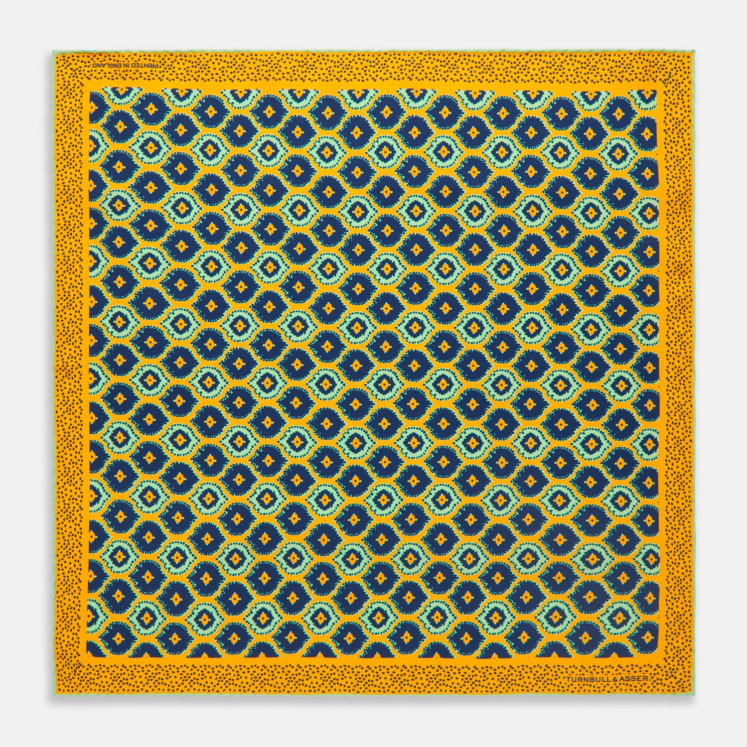 Yellow Medallion Print Silk Pocket Square