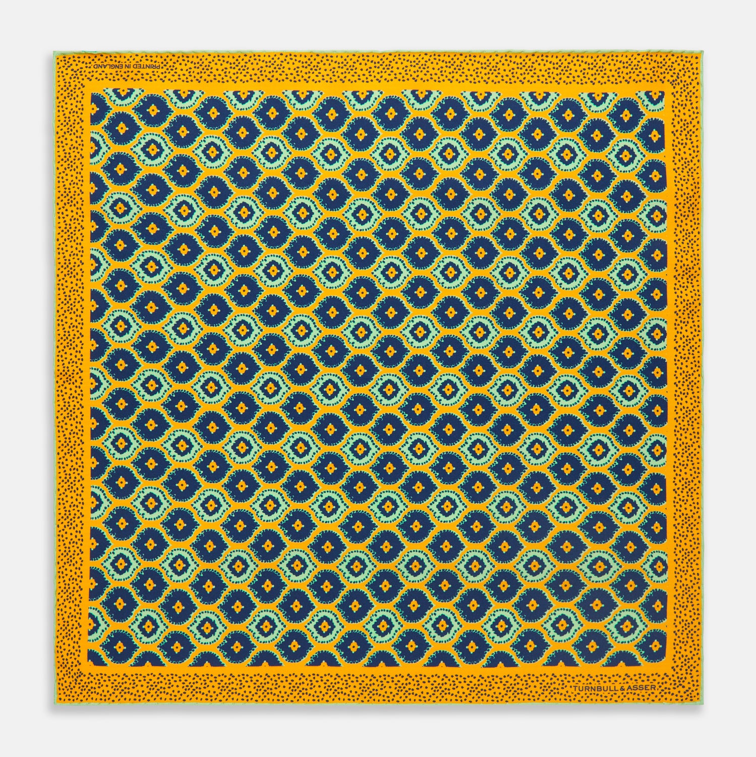 View 1 of product Yellow Medallion Print Silk Pocket Square