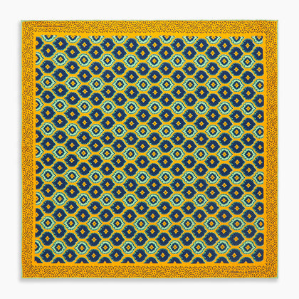 Yellow Medallion Print Silk Pocket Square Image 3