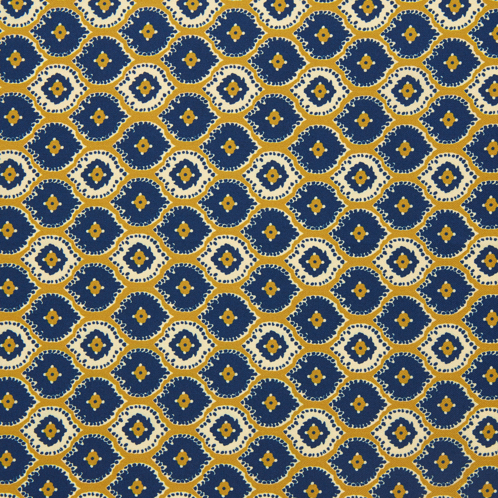 Tan Medallion Print Silk Pocket Square