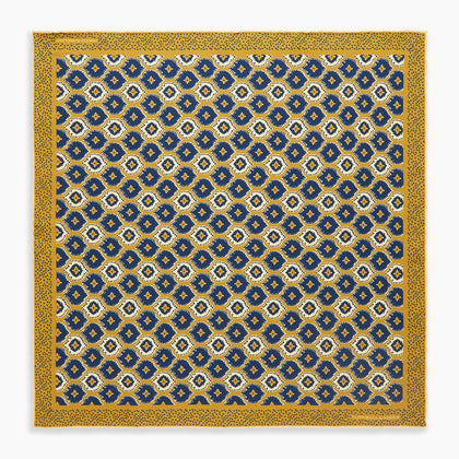 Tan Medallion Print Silk Pocket Square Image 3