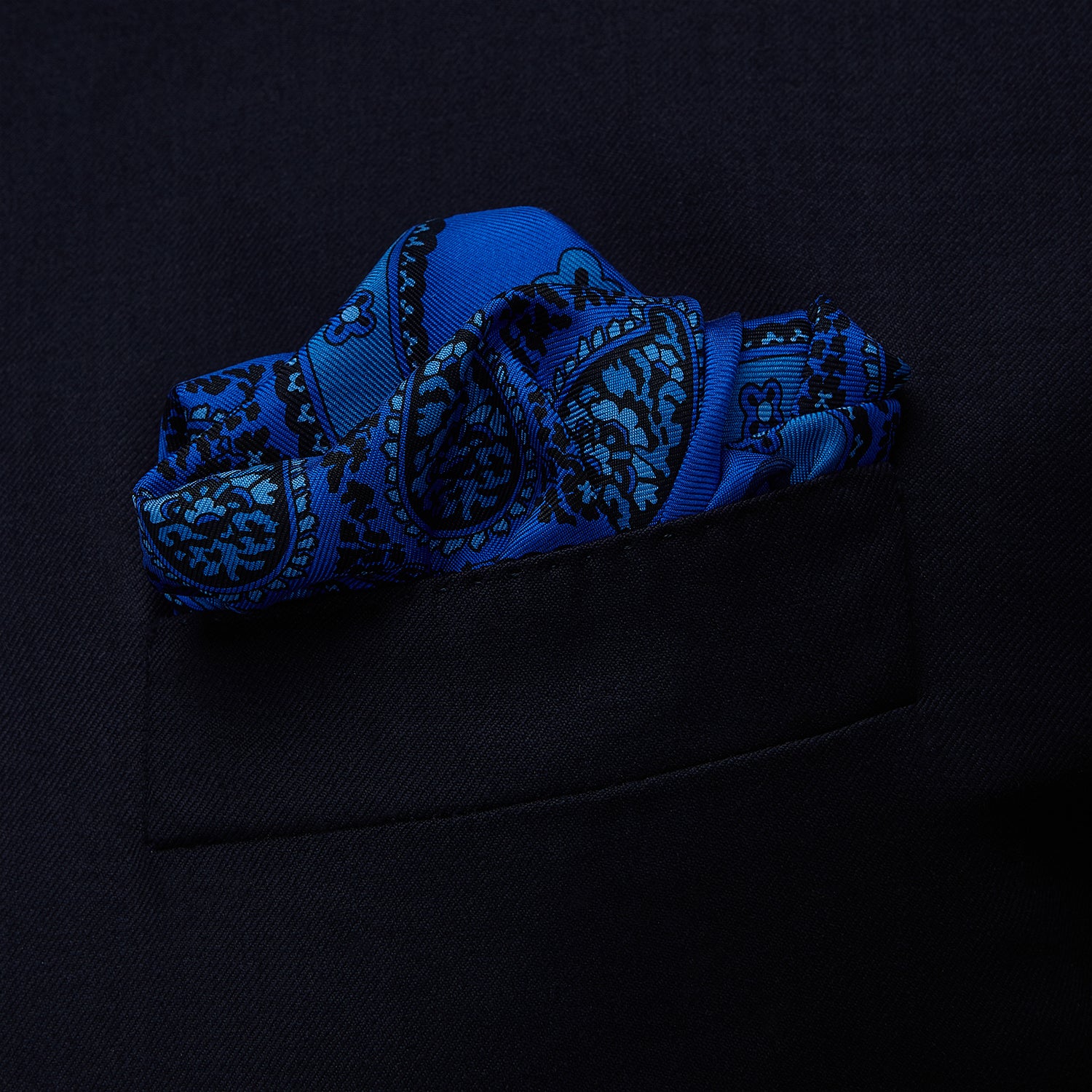 Blue Squiggle Paisley Pocket Square
