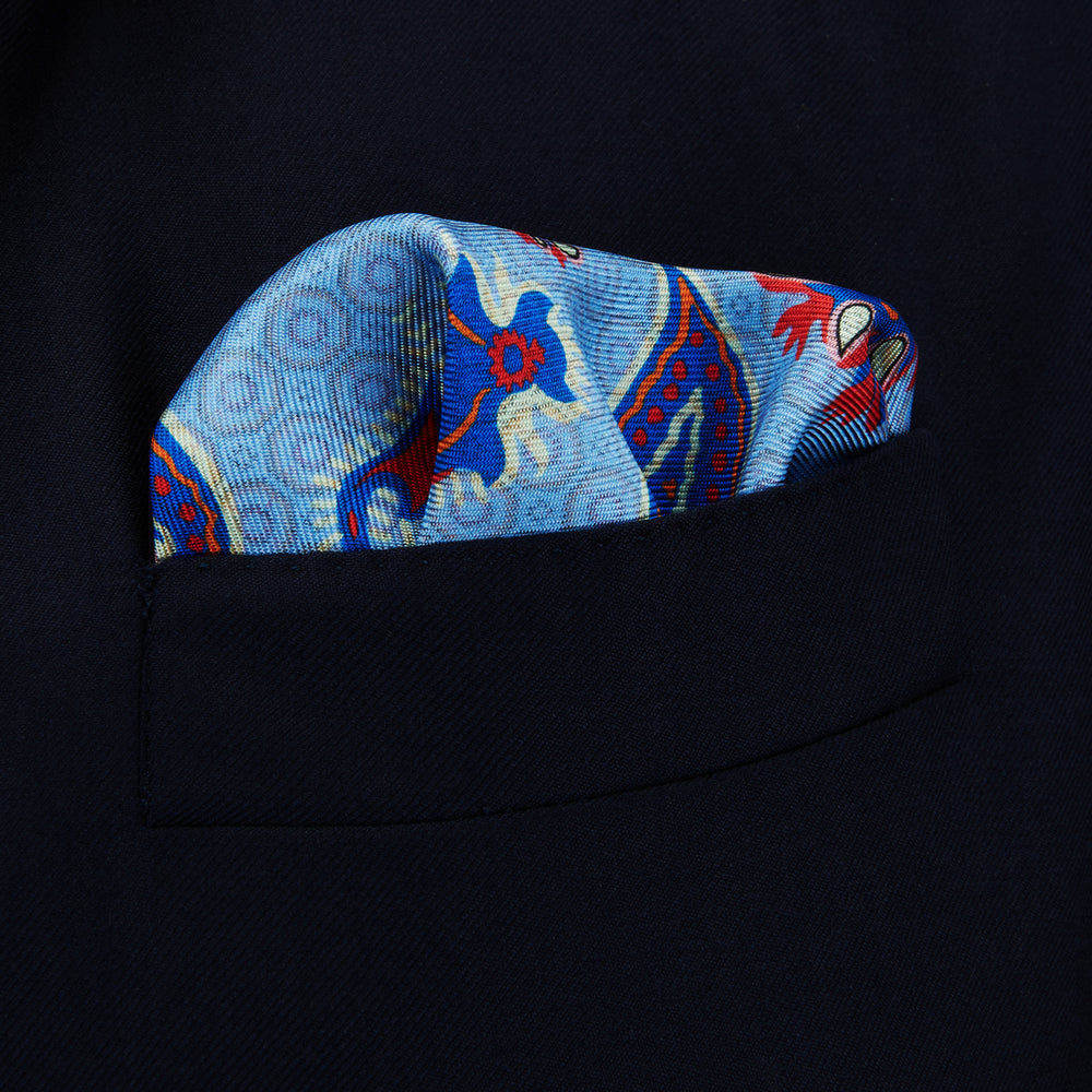 Sky Blue Double-Sided Silk Pocket Square
