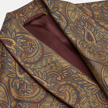 Gold Paisley Traditional Silk Jacquard Gown Image 1