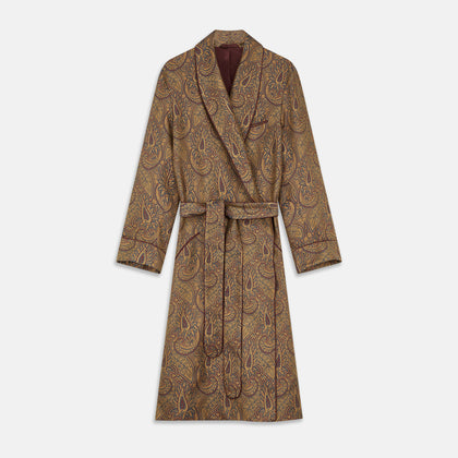 Gold Paisley Traditional Silk Jacquard Gown