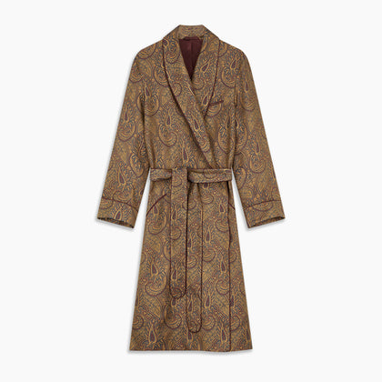 Gold Paisley Traditional Silk Jacquard Gown Image 4