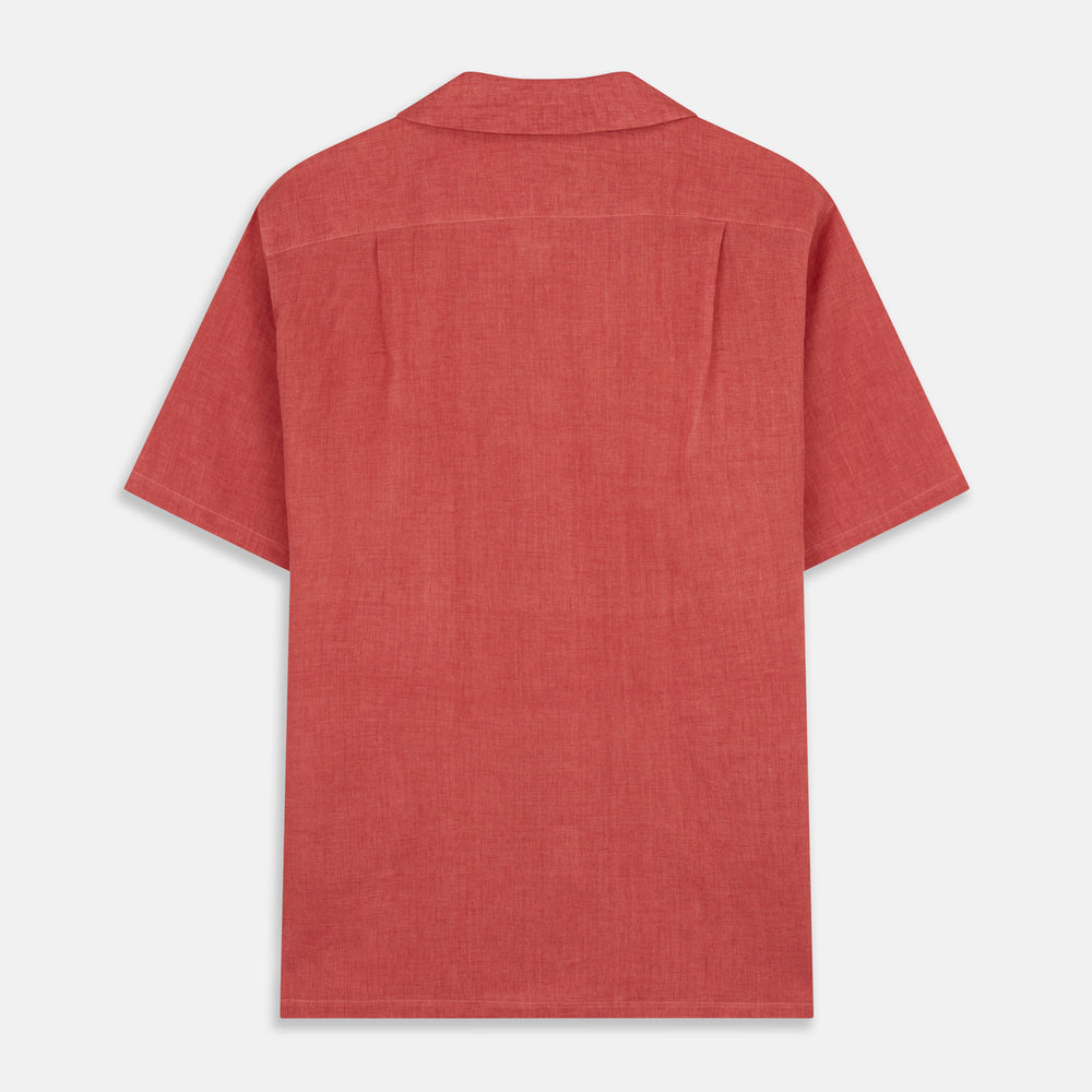 Crimson Delave Linen Holiday Fit Shirt with Revere Collar