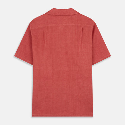 Crimson Delave Linen Holiday Fit Shirt with Revere Collar Image 5