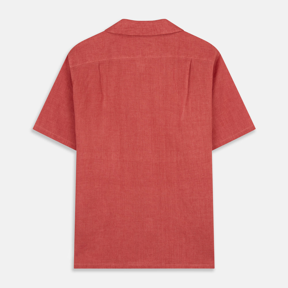 Crimson Delave Linen Holiday Fit Shirt with Revere Collar