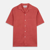 Crimson Delave Linen Holiday Fit Shirt with Revere Collar