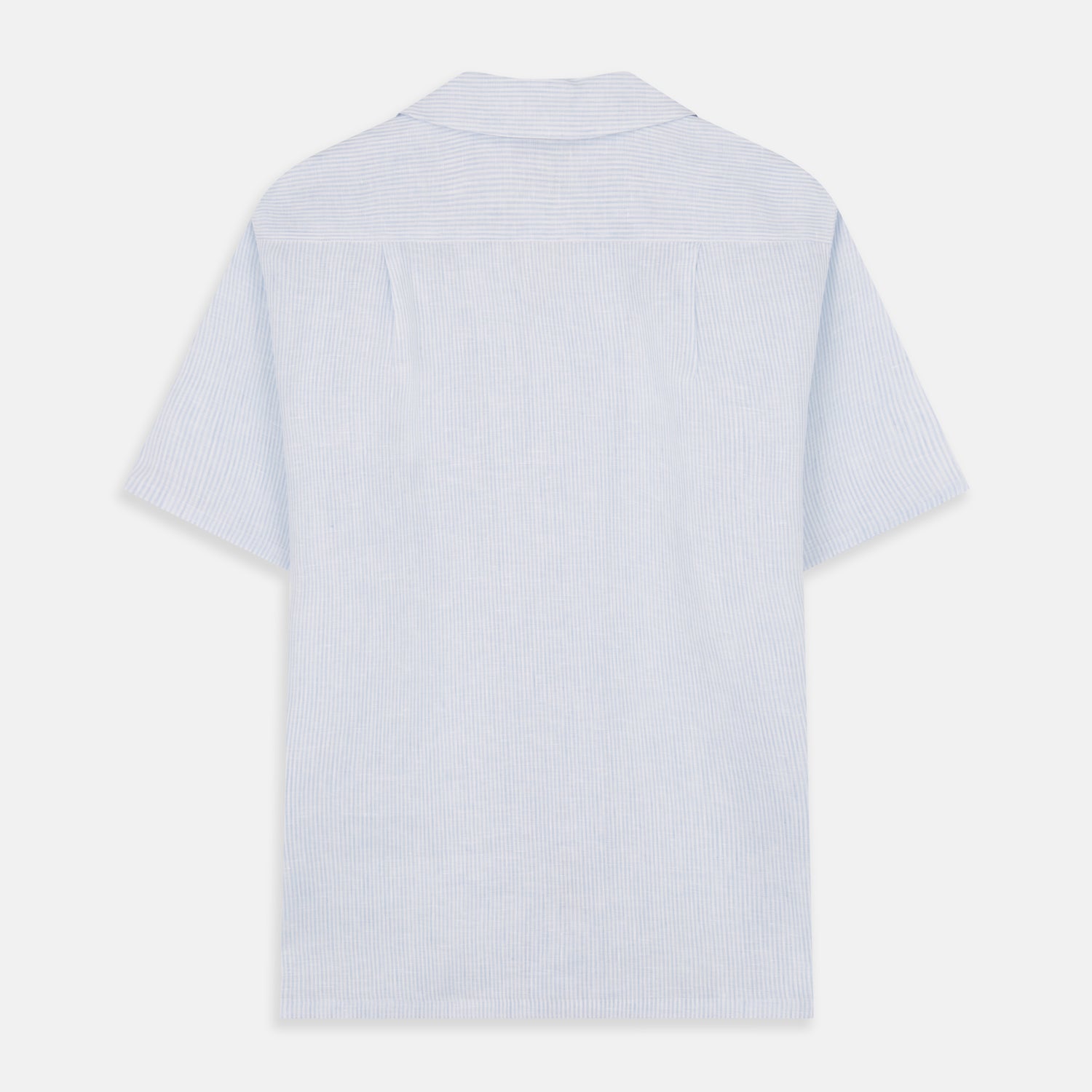 View 3 of product Blue Linen Stripe Holiday Fit Shirt with Revere Collar