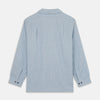 View 5 of product Pale Blue Stripe Cotton Holiday Fit Shirt with Revere Collar & Single Button Cuff