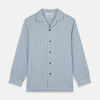 View 1 of product Pale Blue Stripe Cotton Holiday Fit Shirt with Revere Collar & Single Button Cuff