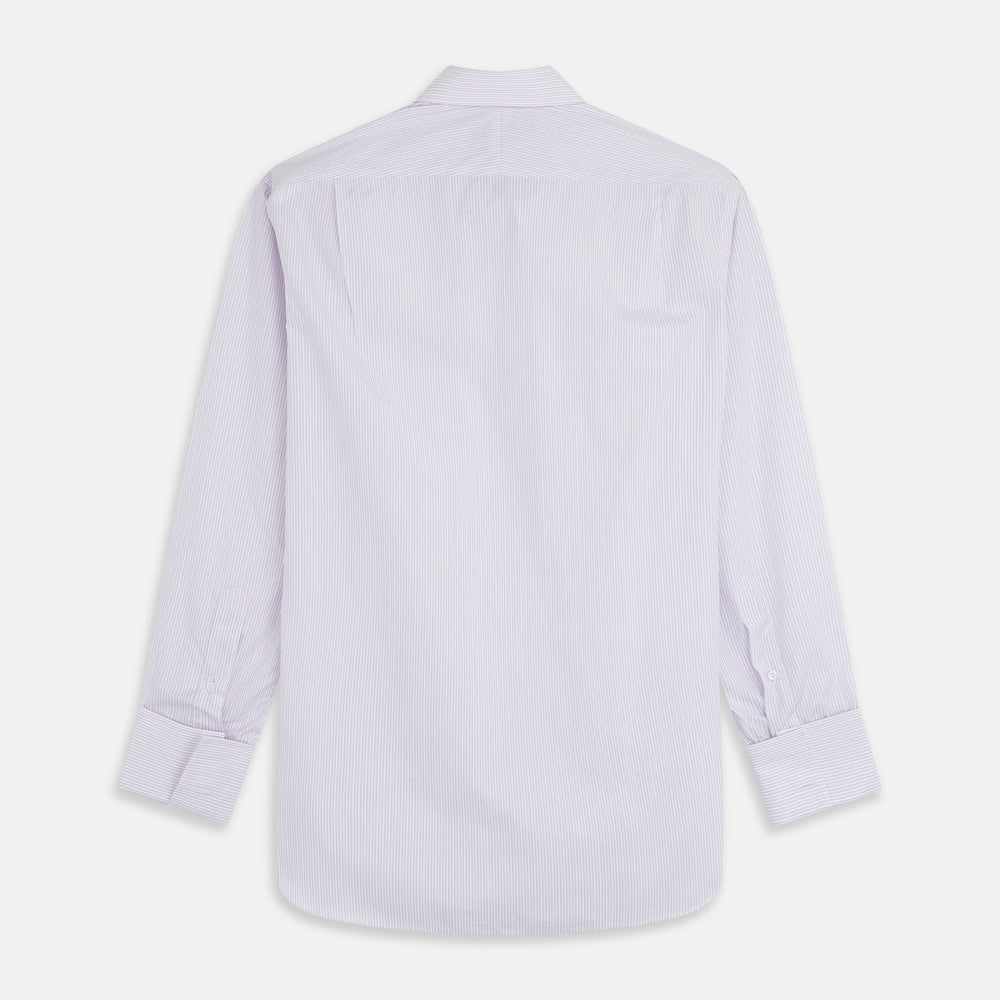 Blue Double Stripe Regular Fit Sea Island Quality Cotton Shirt with T&A Collar and Double Cuffs