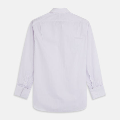 Blue Double Stripe Regular Fit Sea Island Quality Cotton Shirt with T&A Collar and Double Cuffs Image 4