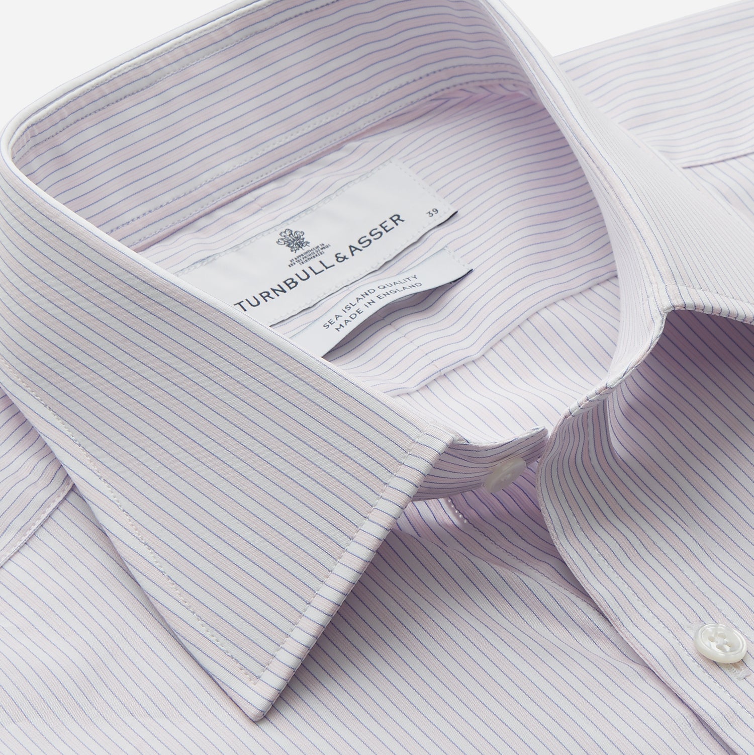 View 2 of product Blue Double Stripe Regular Fit Sea Island Quality Cotton Shirt with T&A Collar and Double Cuffs