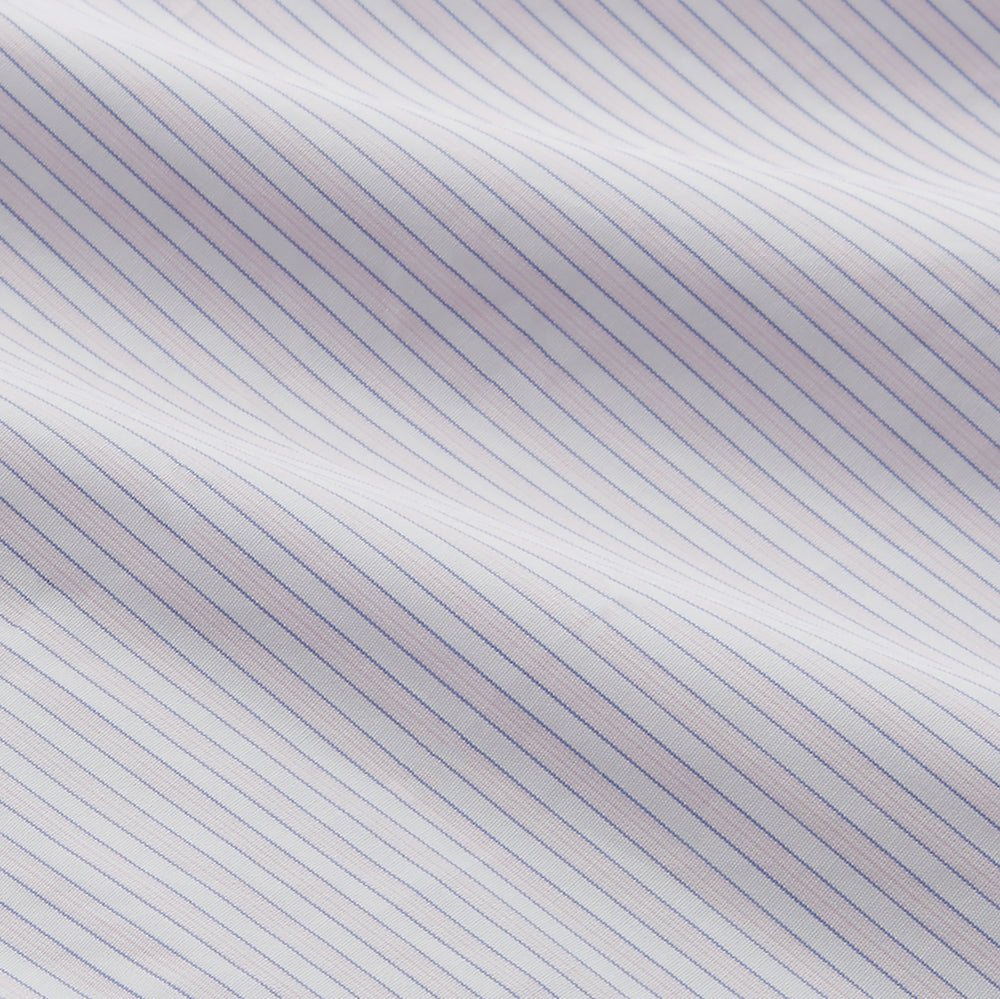 Blue Double Stripe Regular Fit Sea Island Quality Cotton Shirt with T&A Collar and Double Cuffs