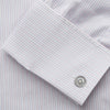 View 3 of product Blue Double Stripe Regular Fit Sea Island Quality Cotton Shirt with T&A Collar and Double Cuffs