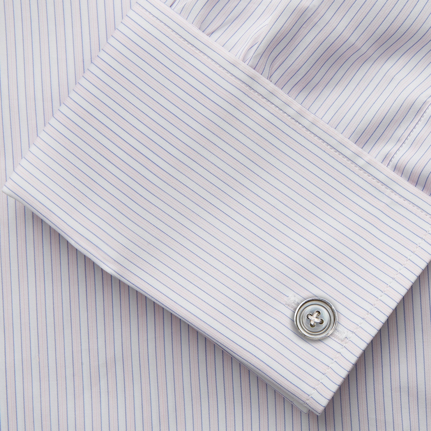 View 3 of product Blue Double Stripe Regular Fit Sea Island Quality Cotton Shirt with T&A Collar and Double Cuffs