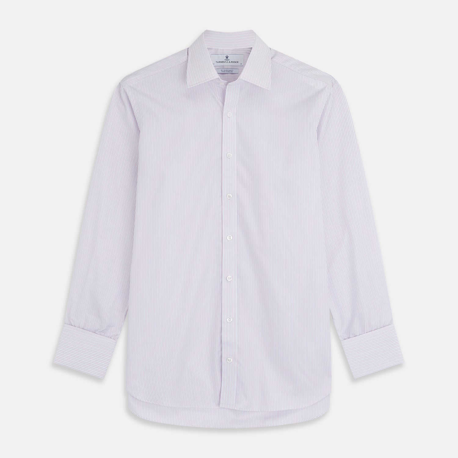 View 1 of product Blue Double Stripe Regular Fit Sea Island Quality Cotton Shirt with T&A Collar and Double Cuffs